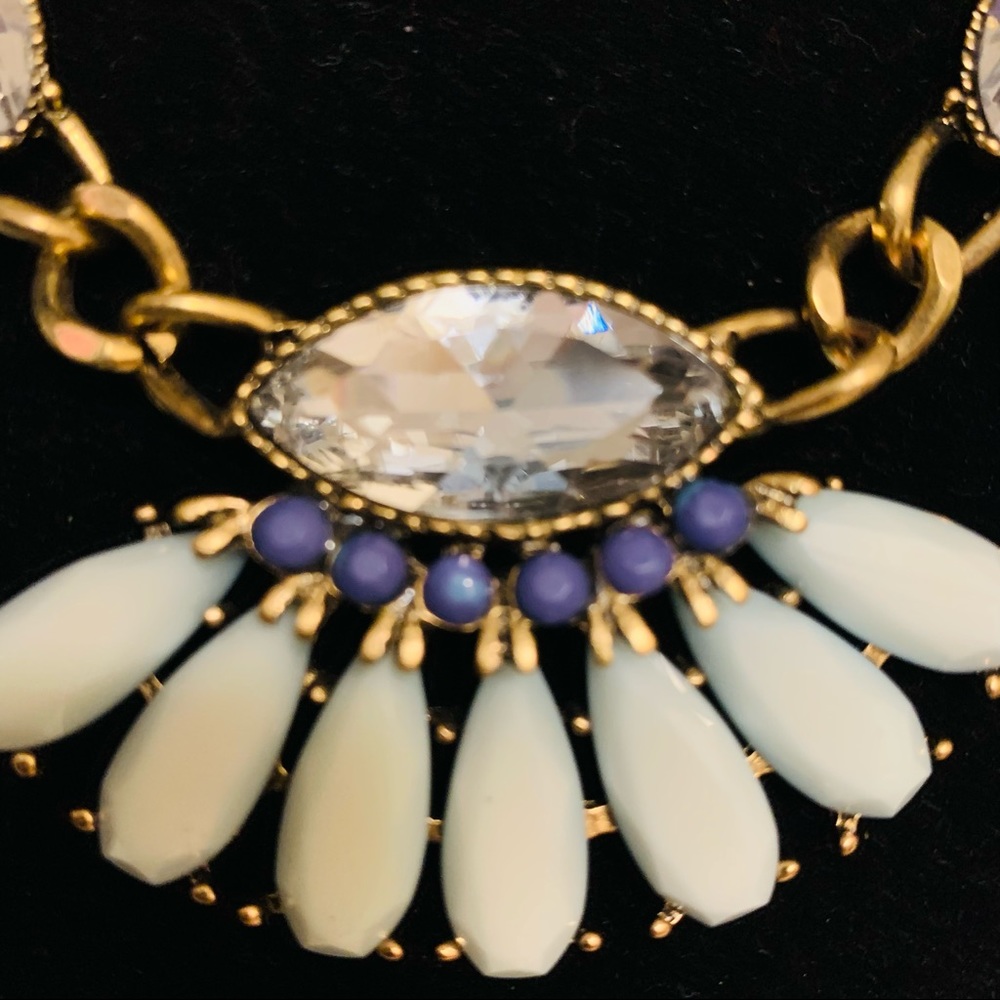 Light Blue And Rhinestone Statement Necklace - image 2